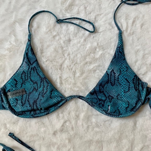Zaful Snakeskin Tie Side Bikini Swimwear Size 8 - Picture 5 of 10